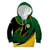 Comoros Kid Hoodie with Green Black Yellow Swirl Design and National Emblem Pattern