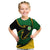 Comoros Kid T Shirt with Green Black Yellow Swirl Design and National Emblem Pattern