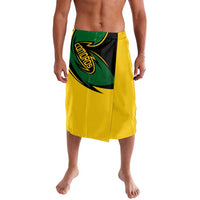 Comoros Lavalava with Green Black Yellow Swirl Design and National Emblem Pattern