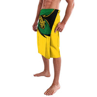 Comoros Lavalava with Green Black Yellow Swirl Design and National Emblem Pattern