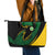 Comoros Leather Tote Bag with Green Black Yellow Swirl Design and National Emblem Pattern