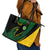 Comoros Leather Tote Bag with Green Black Yellow Swirl Design and National Emblem Pattern