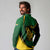 Comoros Long Sleeve Polo Shirt with Green Black Yellow Swirl Design and National Emblem Pattern