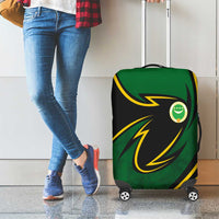 Comoros Luggage Cover with Green Black Yellow Swirl Design and National Emblem Pattern