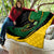Comoros Quilt with Green Black Yellow Swirl Design and National Emblem Pattern