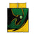 Comoros Quilt Bed Set with Green Black Yellow Swirl Design and National Emblem Pattern