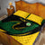 Comoros Quilt Bed Set with Green Black Yellow Swirl Design and National Emblem Pattern