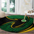 Comoros Round Carpet with Green Black Yellow Swirl Design and National Emblem Pattern