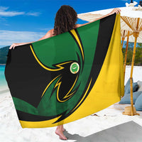 Comoros Sarong with Green Black Yellow Swirl Design and National Emblem Pattern