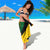 Comoros Sarong with Green Black Yellow Swirl Design and National Emblem Pattern