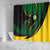 Comoros Shower Curtain with Green Black Yellow Swirl Design and National Emblem Pattern