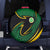 Comoros Spare Tire Cover with Green Black Yellow Swirl Design and National Emblem Pattern