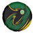 Comoros Spare Tire Cover with Green Black Yellow Swirl Design and National Emblem Pattern