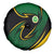 Comoros Spare Tire Cover with Green Black Yellow Swirl Design and National Emblem Pattern