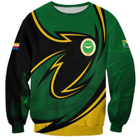 Comoros Sweatshirt with Green Black Yellow Swirl Design and National Emblem Pattern