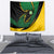 Comoros Tapestry with Green Black Yellow Swirl Design and National Emblem Pattern
