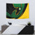 Comoros Tapestry with Green Black Yellow Swirl Design and National Emblem Pattern