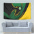 Comoros Tapestry with Green Black Yellow Swirl Design and National Emblem Pattern