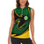 Comoros Women Sleeveless Polo Shirt with Green Black Yellow Swirl Design and National Emblem Pattern