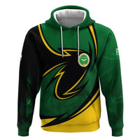 Comoros Zip Hoodie with Green Black Yellow Swirl Design and National Emblem Pattern