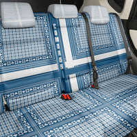 Comoros Back Car Seat Cover with Blue and White Traditional Geometric Pattern and National Flag Detail