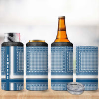 Comoros 4 in 1 Can Cooler Tumbler with Blue and White Traditional Geometric Pattern and National Flag Detail