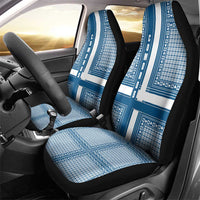 Comoros Car Seat Cover with Blue and White Traditional Geometric Pattern and National Flag Detail