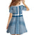 Comoros Family Matching Mermaid Dress and Hawaiian Shirt with Blue and White Traditional Geometric Pattern and National Flag Detail