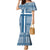 Comoros Family Matching Mermaid Dress and Hawaiian Shirt with Blue and White Traditional Geometric Pattern and National Flag Detail