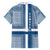 Comoros Family Matching Short Sleeve Bodycon Dress and Hawaiian Shirt with Blue and White Traditional Geometric Pattern and National Flag Detail