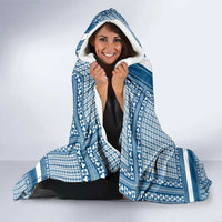 Comoros Hooded Blanket with Blue and White Traditional Geometric Pattern and National Flag Detail