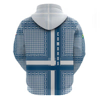 Comoros Hoodie with Blue and White Traditional Geometric Pattern and National Flag Detail