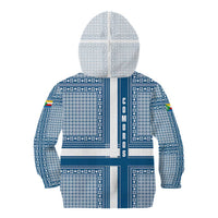 Comoros Kid Hoodie with Blue and White Traditional Geometric Pattern and National Flag Detail