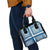 Comoros Shoulder Handbag with Blue and White Traditional Geometric Pattern and National Flag Detail