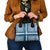 Comoros Shoulder Handbag with Blue and White Traditional Geometric Pattern and National Flag Detail