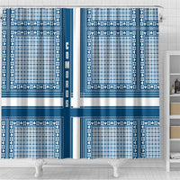Comoros Shower Curtain with Blue and White Traditional Geometric Pattern and National Flag Detail
