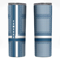 Comoros Skinny Tumbler with Blue and White Traditional Geometric Pattern and National Flag Detail