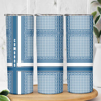 Comoros Skinny Tumbler with Blue and White Traditional Geometric Pattern and National Flag Detail