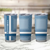 Comoros Tumbler Cup with Blue and White Traditional Geometric Pattern and National Flag Detail