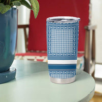 Comoros Tumbler Cup with Blue and White Traditional Geometric Pattern and National Flag Detail