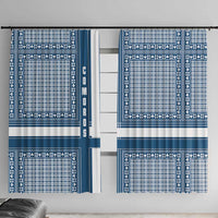 Comoros Window Curtain with Blue and White Traditional Geometric Pattern and National Flag Detail
