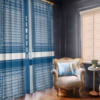 Comoros Window Curtain with Blue and White Traditional Geometric Pattern and National Flag Detail