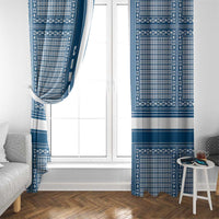 Comoros Window Curtain with Blue and White Traditional Geometric Pattern and National Flag Detail