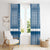 Comoros Window Curtain with Blue and White Traditional Geometric Pattern and National Flag Detail