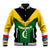 Comoros Baseball Jacket with National Colors Green Yellow Black Crescent Moon and Stars Emblem