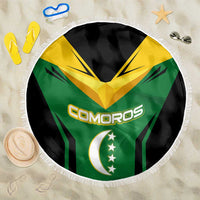Comoros Beach Blanket with National Colors Green Yellow Black Crescent Moon and Stars Emblem