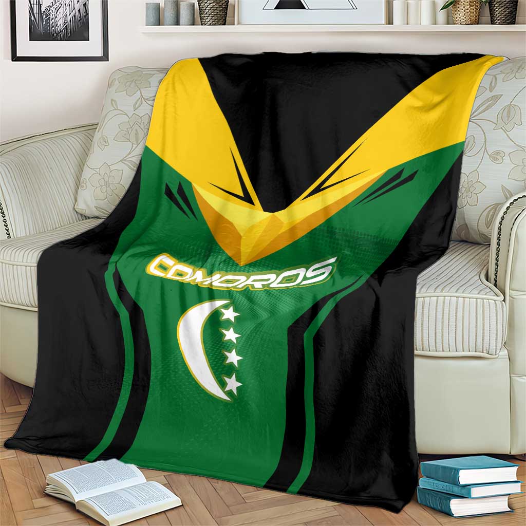 Comoros Blanket with National Colors Green Yellow Black Crescent Moon and Stars Emblem