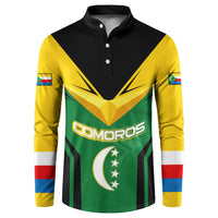 Comoros Button Sweatshirt with National Colors Green Yellow Black Crescent Moon and Stars Emblem