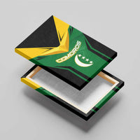 Comoros Canvas Wall Art with National Colors Green Yellow Black Crescent Moon and Stars Emblem