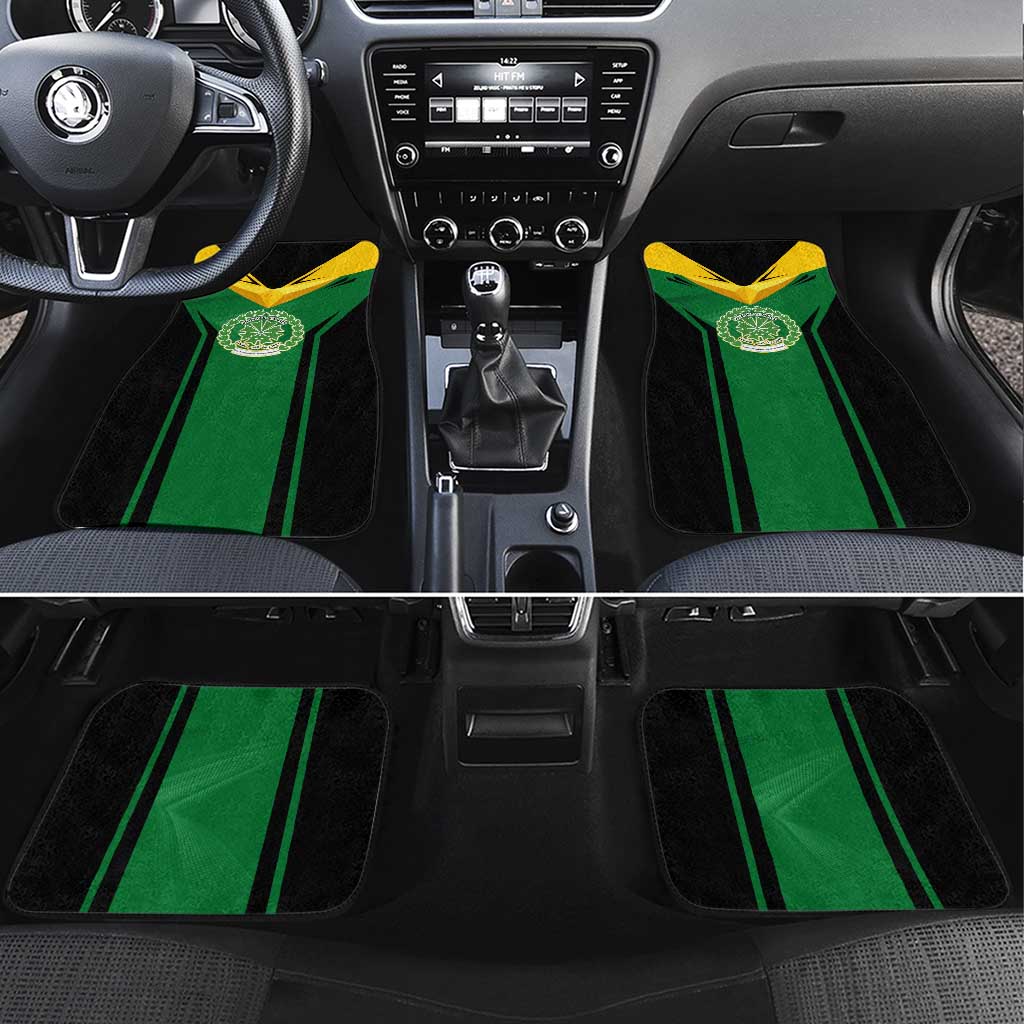 Comoros Car Mats with National Colors Green Yellow Black Crescent Moon and Stars Emblem